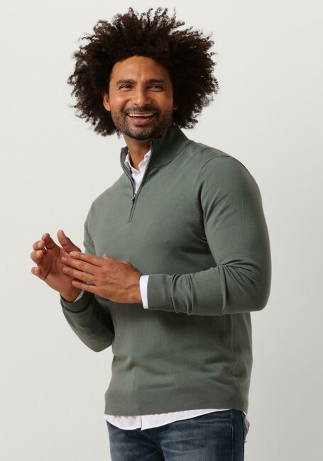 Groene PROFUOMO Trui PULLOVER HALF ZIP - large
