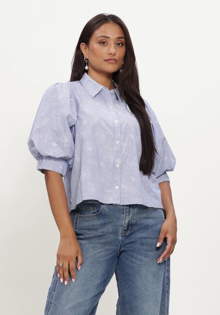 Blauwe NEO NOIR Blouses ETTA FLOWER STRIPE SHIRT - large