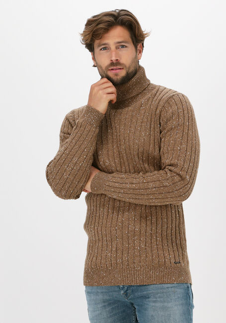 Khaki DSTREZZED Trui TURTLE NECK CABLE STRUCTURE NA - large
