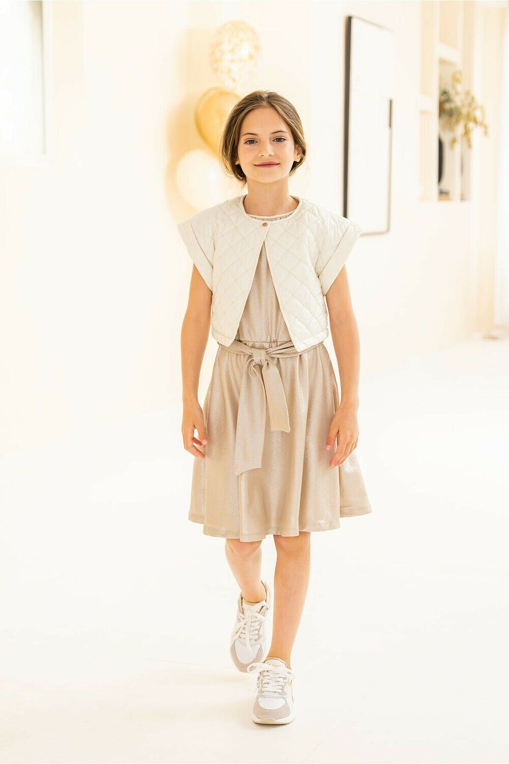 LIKE FLO Meisjes Jurken Metallic Crepe Dress Goud