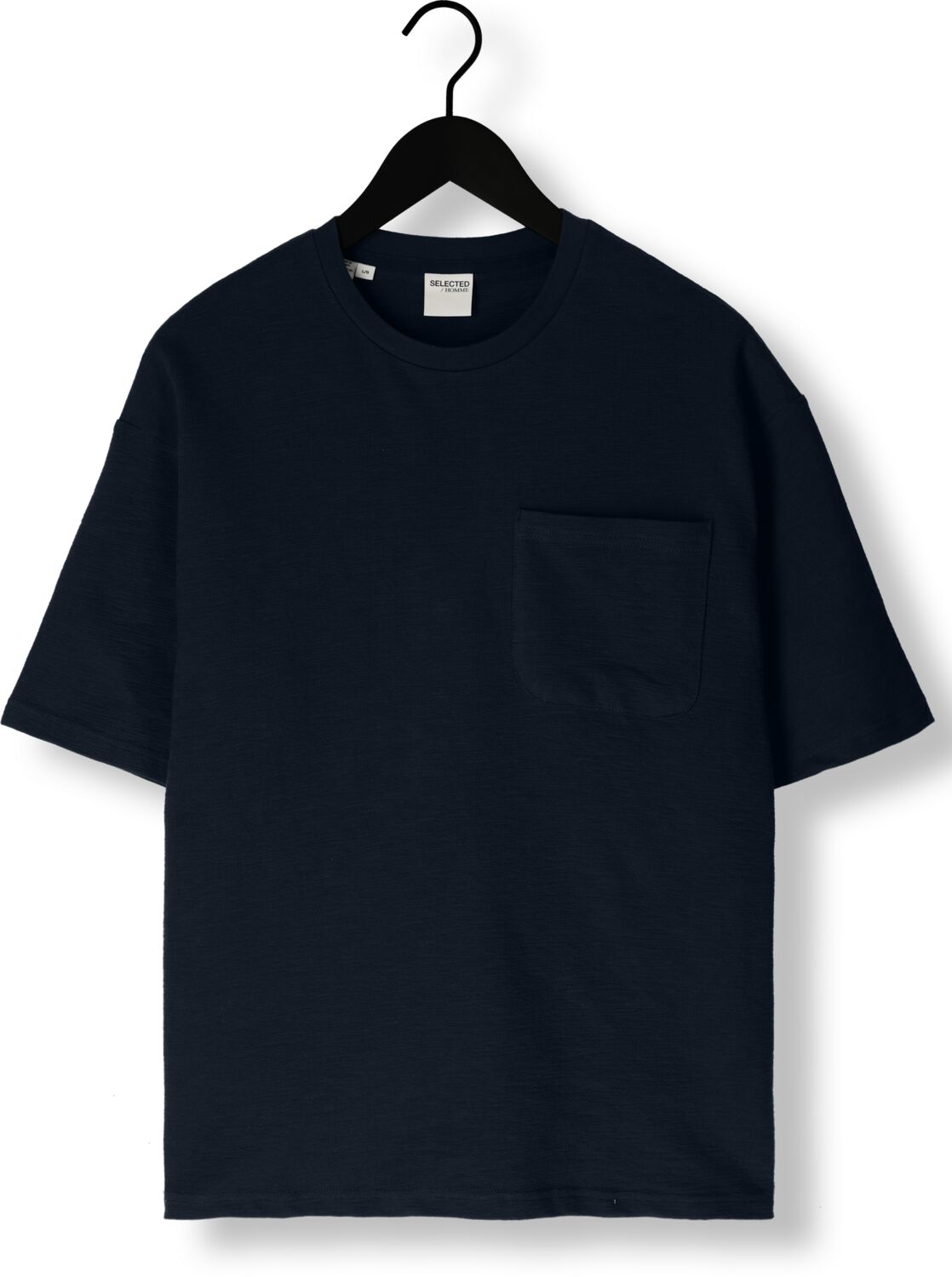 SELECTED HOMME Heren Polo's & T-shirts Slhloossaul Slub Ss O-neck Tee Donkerblauw