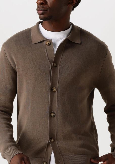 Bruine SELECTED HOMME Vest SLHMATTIS LS KNIT POLO CARDIGAN - large