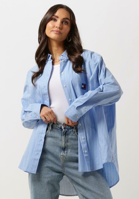 Blauwe TOMMY JEANS Blouses TJW SUPER OVERSIZED STRIPE SHIRT - large