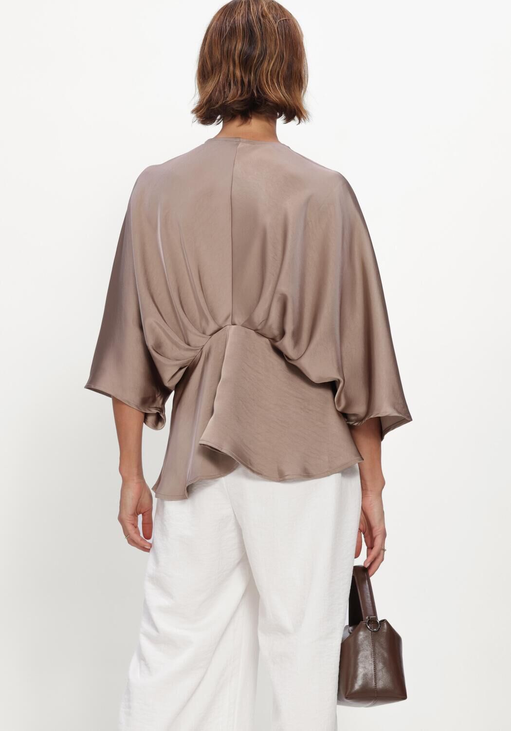 Taupe NEO NOIR Blouses RIVINA HEAVY SATEEN BLOUSE - large
