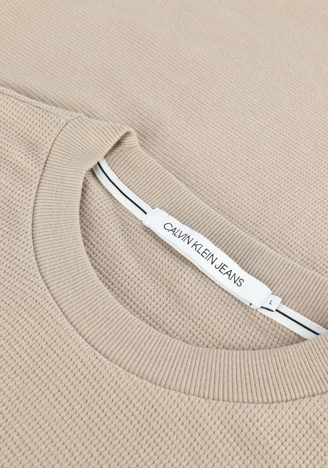 Beige CALVIN KLEIN Sweater BADGE WAFFLE LS TEE - large