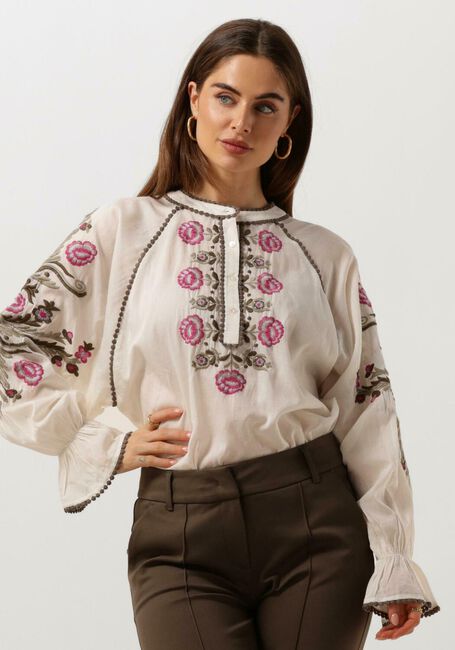 Gebroken wit SUMMUM Blouses TOP FLOWER EMBROIDERY - large