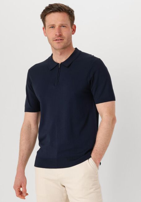 Donkerblauwe PURE PATH Polo REGULAR FIT POLO SS HALF ZIP KNITWEAR - large