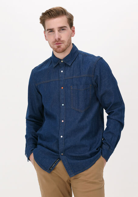 Blauwe SCOTCH & SODA Casual overhemd ORGANIC COTTON/ HEMP BLEND ICO - large