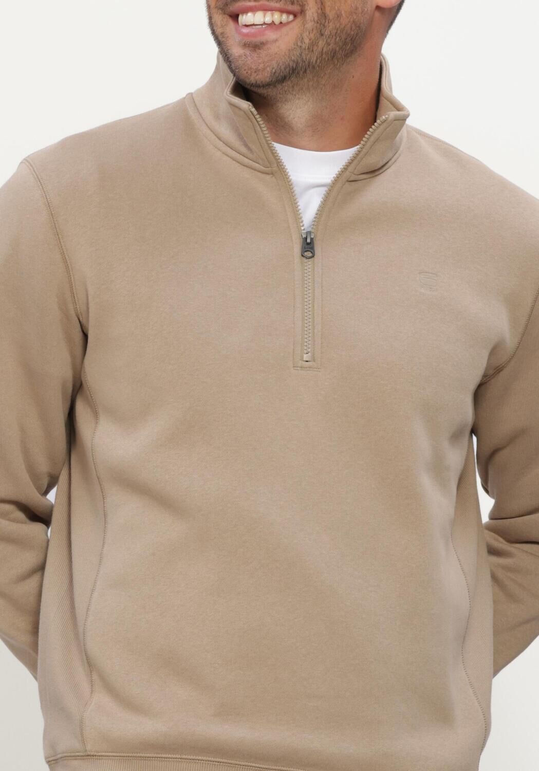 Beige G-STAR RAW Trui PREMIUM CORE HALF ZIP R SW L\S - large