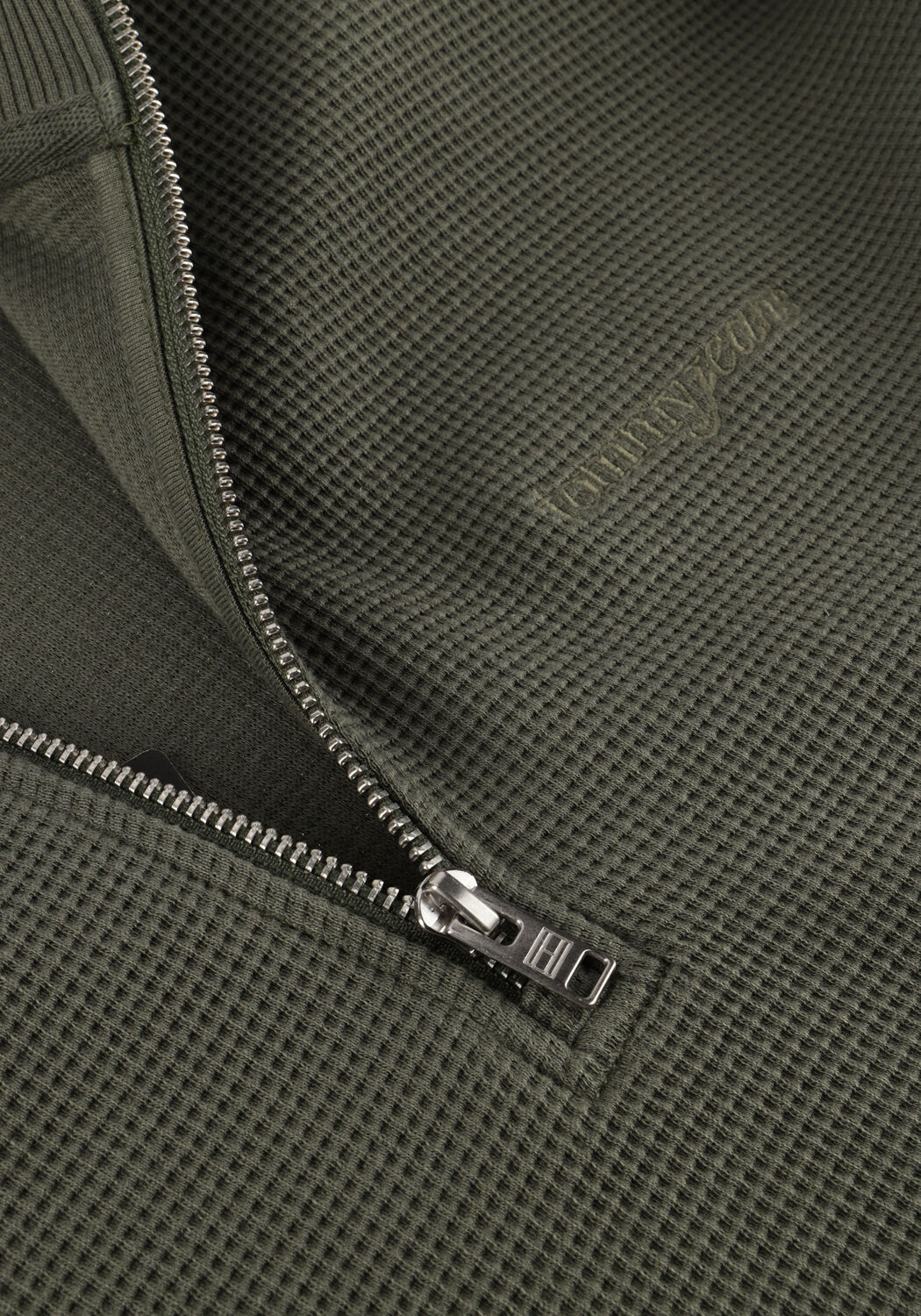 Groene TOMMY JEANS Trui TJM RLX WAFFLE SCRIPT QRTR ZIP - large