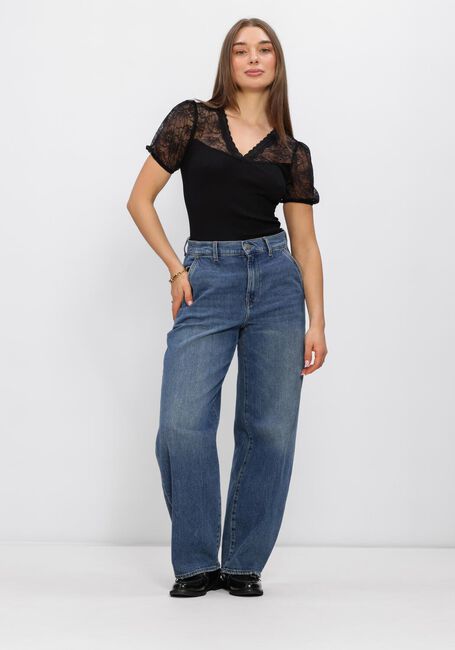 Zwarte ROSEMUNDE T-shirt BEATHA FULL LACE V-NECK T-SHIRT - large