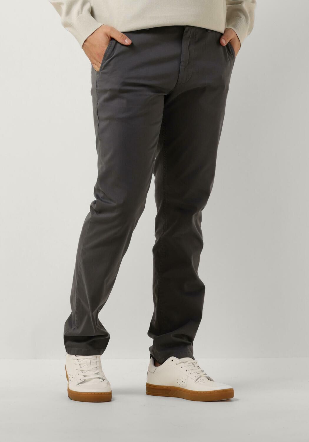 Boss Orange Slim Fit Satijnen Chino Broek Gray Heren