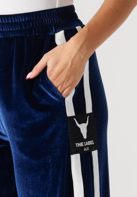 Blauwe ALIX THE LABEL Wijde broek LADIES WOVEN VELVET SPORTY PANTS - large