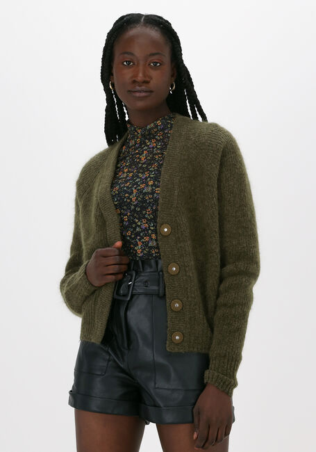 Donkergroene SECOND FEMALE Spencer BROOKY KNIT BOXY CARDIGAN - large