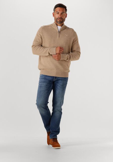 Beige BARBOUR Trui GRANGETWON HALF ZIP KNITTED JUMPER - large