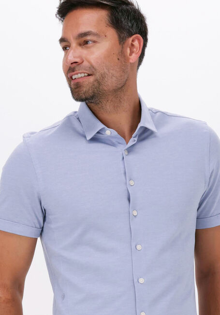 Lichtblauwe CAST IRON Casual overhemd SHORT SLEEVE SHIRT CF JERSEY PIQUE TEC - large