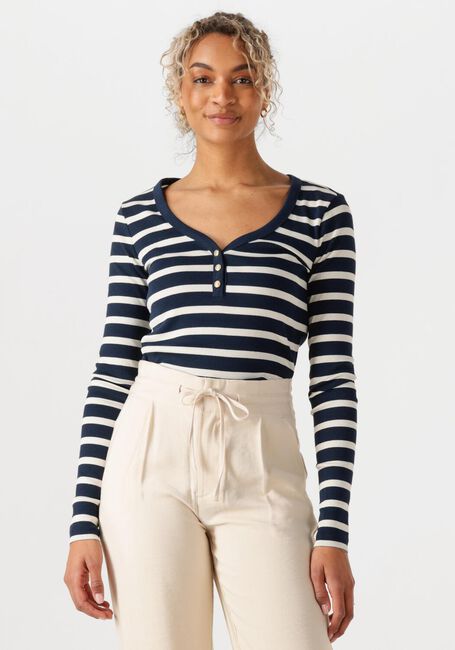 Donkerblauwe TOMMY HILFIGER Top SLIM HENLEY GB SCOOP-NK LS - large