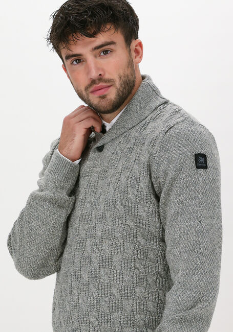 Beige VANGUARD Trui HALF BUTTON COLLAR WOOL BLEND - large