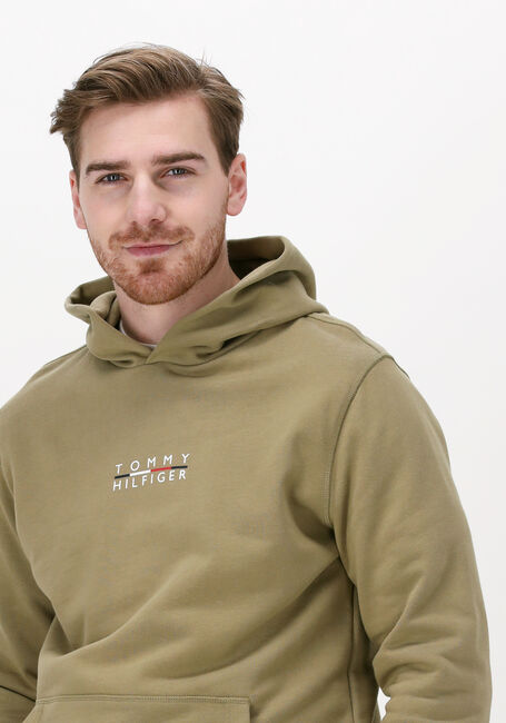 Khaki TOMMY HILFIGER Sweater SQUARE LOGO HOODY - large