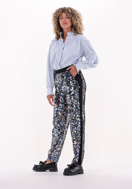 Zilveren SCOTCH & SODA Pantalon METALLIC PIECE SEQUIN HIGH-RISE PANTS - large