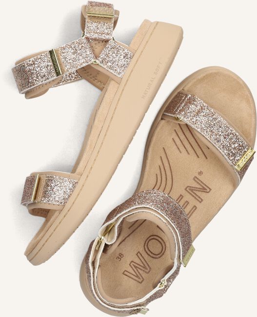 Beige WODEN Platte sandalen LINE GLITTER Beige WODEN Platte sandalen LINE GLITTER - large