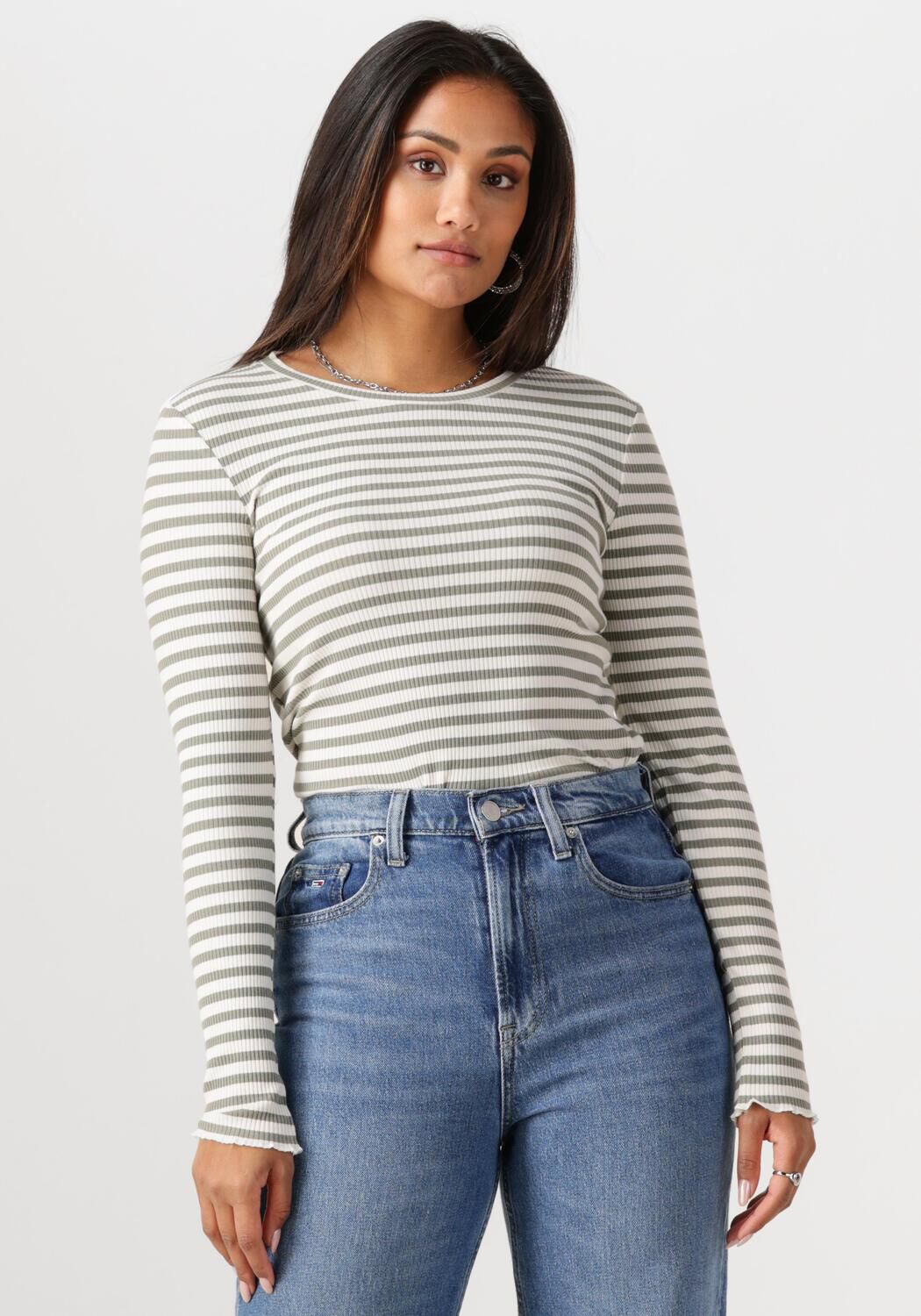 SELECTED FEMME Dames Tops & T-shirts Slfanna Ls Crew Neck Tee Str Groen