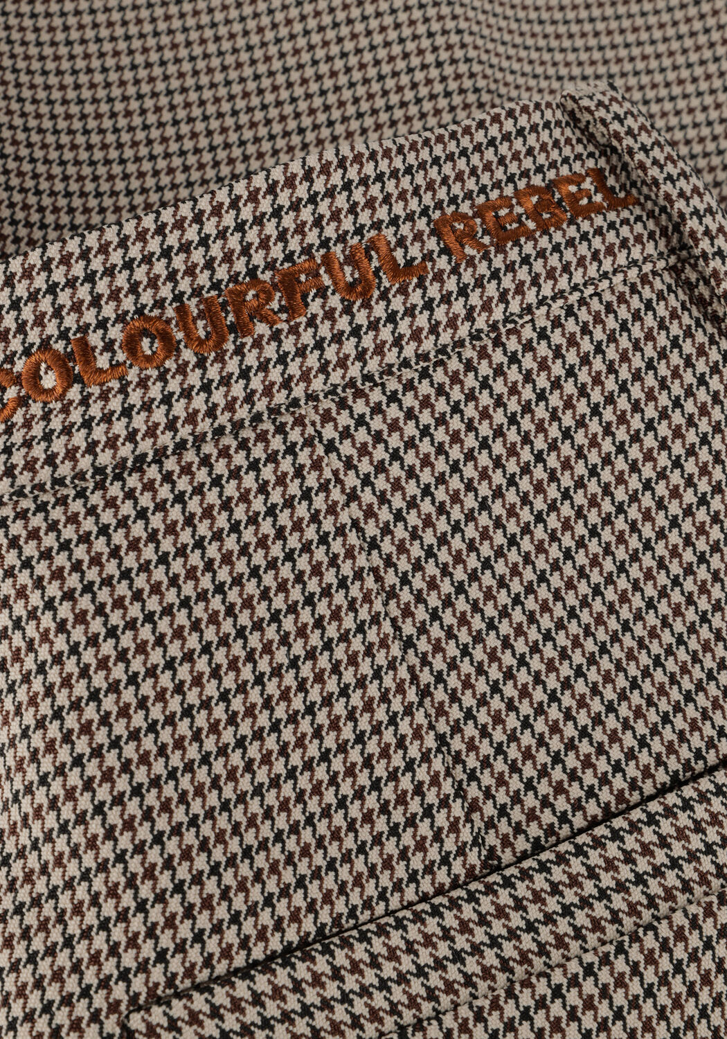 Bruine COLOURFUL REBEL Pantalon RUS CHECK PINTUCK HIGH WAIST PANTS - large