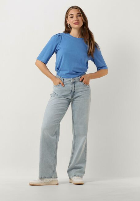 Blauwe MSCH COPENHAGEN T-shirt MSCHBETTIA ORGANIC PUFF TEE - large