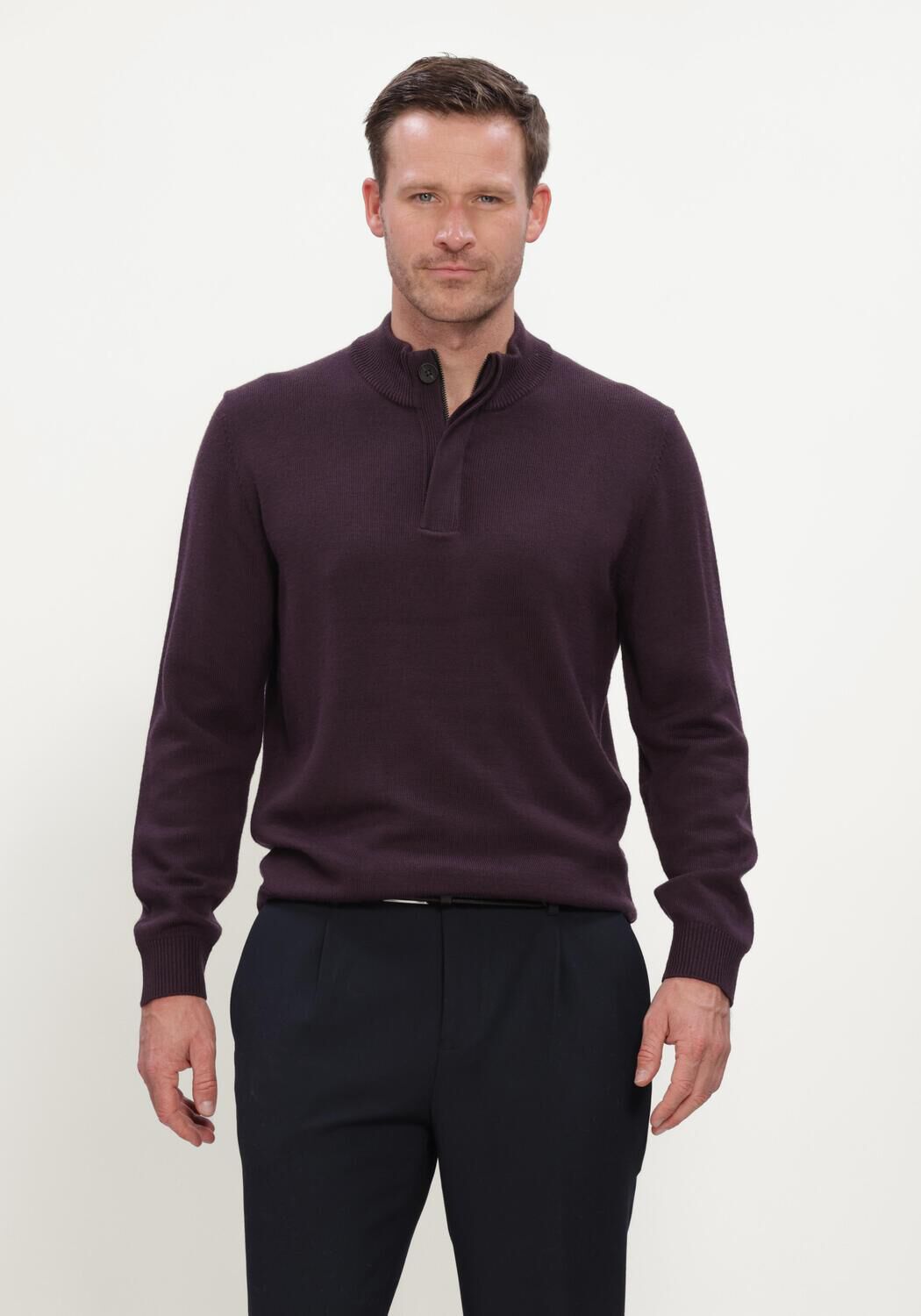 Bordeaux STEFANO LAURAN Trui DOUBLE KNIT ZIP - large
