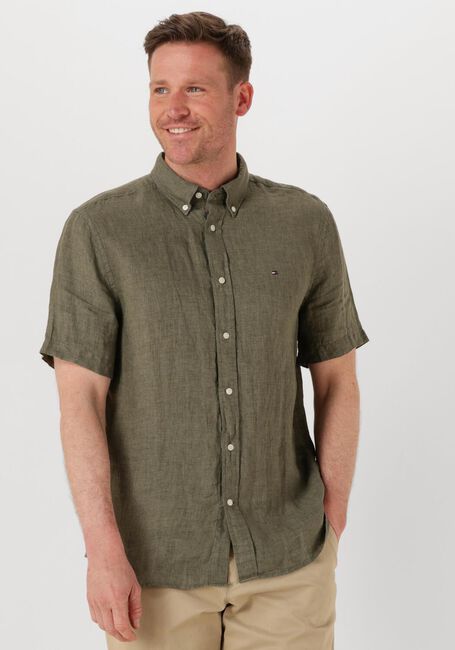 Groene TOMMY HILFIGER Casual overhemd PIGMENT DYED LINEN RF SHIRT S/S - large