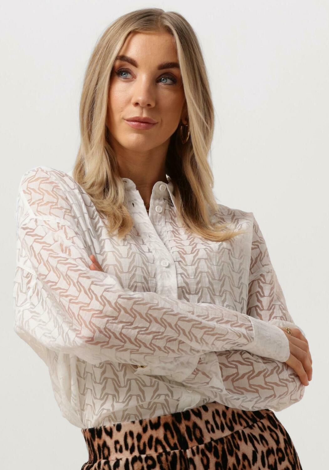 Alix The Label Relaxte Blouse van Zachte Viscose Bull Burnout-Stof White Dames