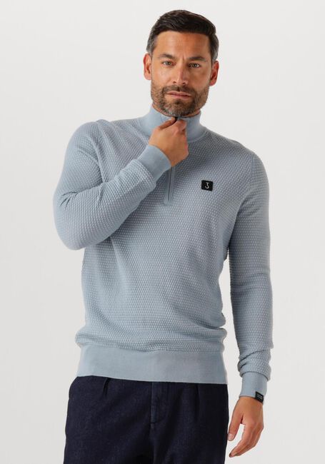 Lichtblauwe BUTCHER OF BLUE Trui STRUCTURE HALFZIP - large