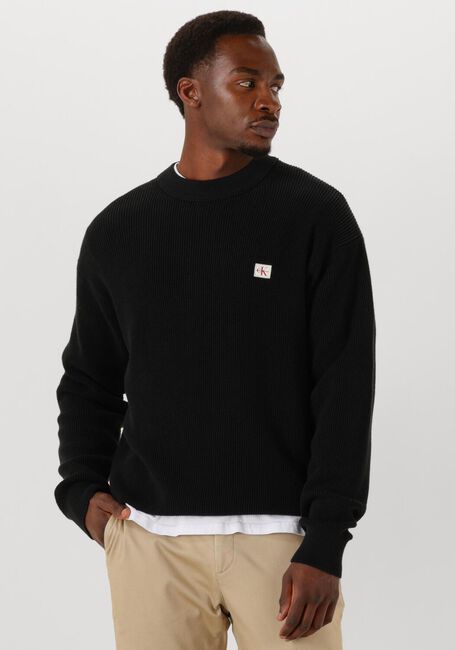 Zwarte CALVIN KLEIN Trui LS EZ COTTON WAFFLE CREWNK SWTR 9 - large
