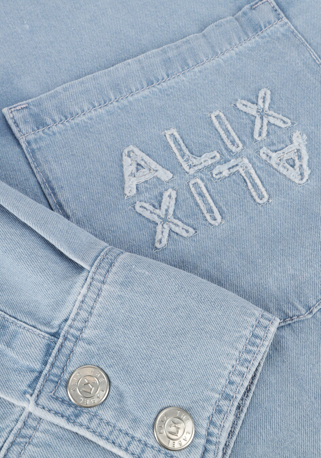 Blauwe ALIX THE LABEL Blouses LADIES WOVEN CHAMBRAY PEPLUM DENIM BLOUSE - large