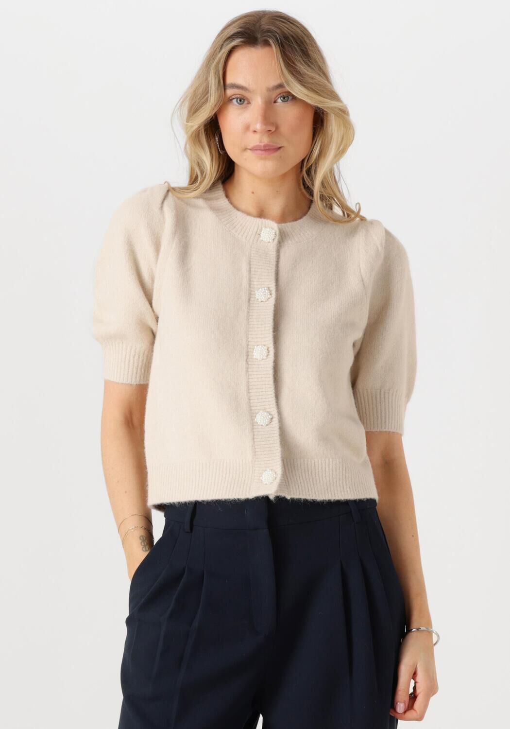 NEO NOIR Elegante witte gebreide cardigan Trudy Deco Beige Dames