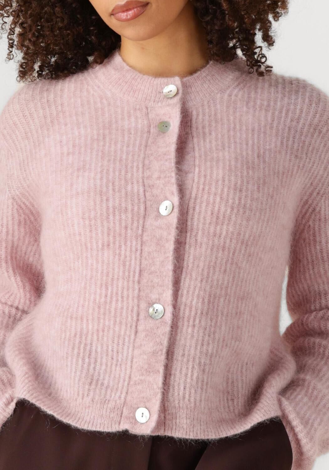 SECOND FEMALE Dames Truien & Vesten Andrea Knit Rib Ls Cardigan Roze