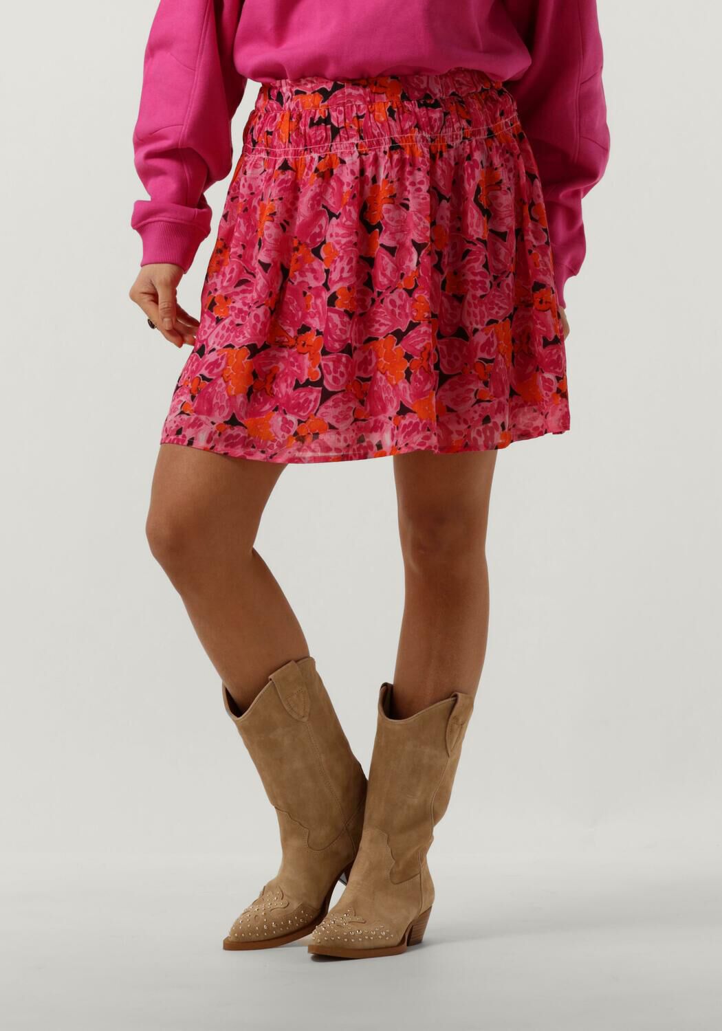 Fabienne Chapot Ruffle Strip Korte Rok Strawberry Shake Pink Dames