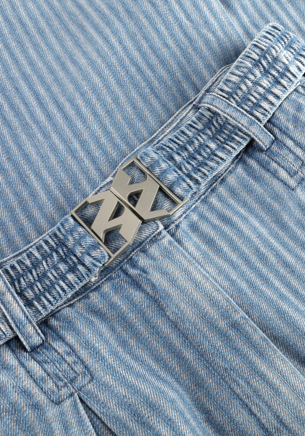 Lichtblauwe AAIKO Wijde broek LOTTY STRIPE CO 568 - large