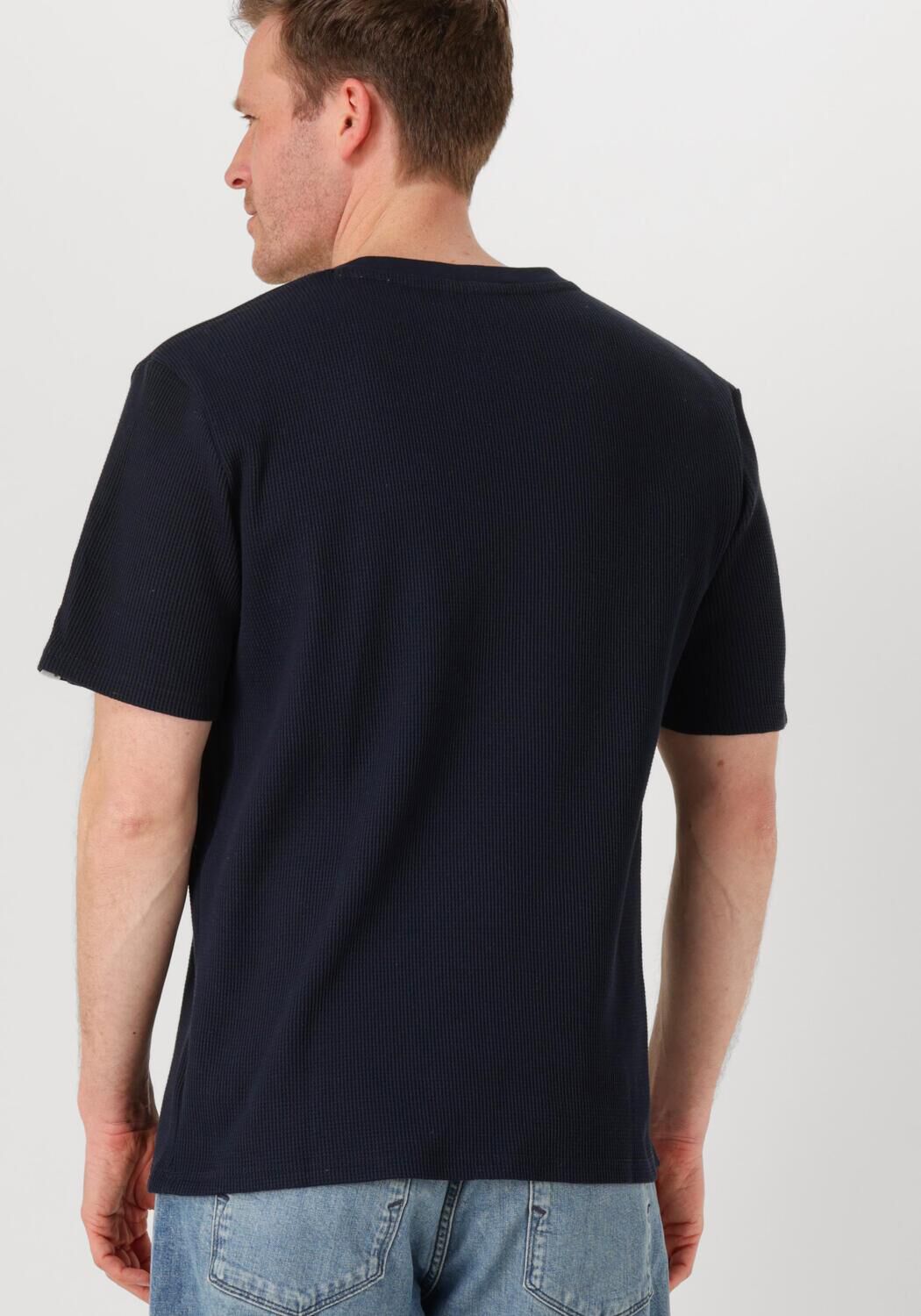 ANERKJENDT Heren Polo's & T-shirts Akkiki S s Waffle Tee Donkerblauw