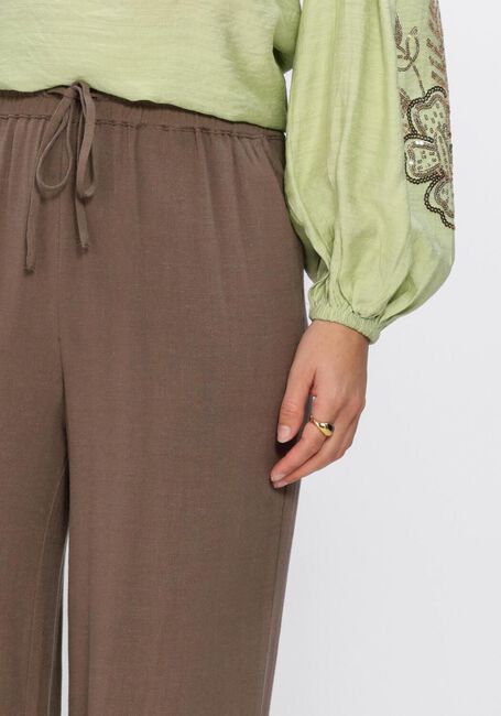 Bruine SELECTED WOMEN Wijde broek SLFVIVA-GULIA HW LONG SUN PANT - large