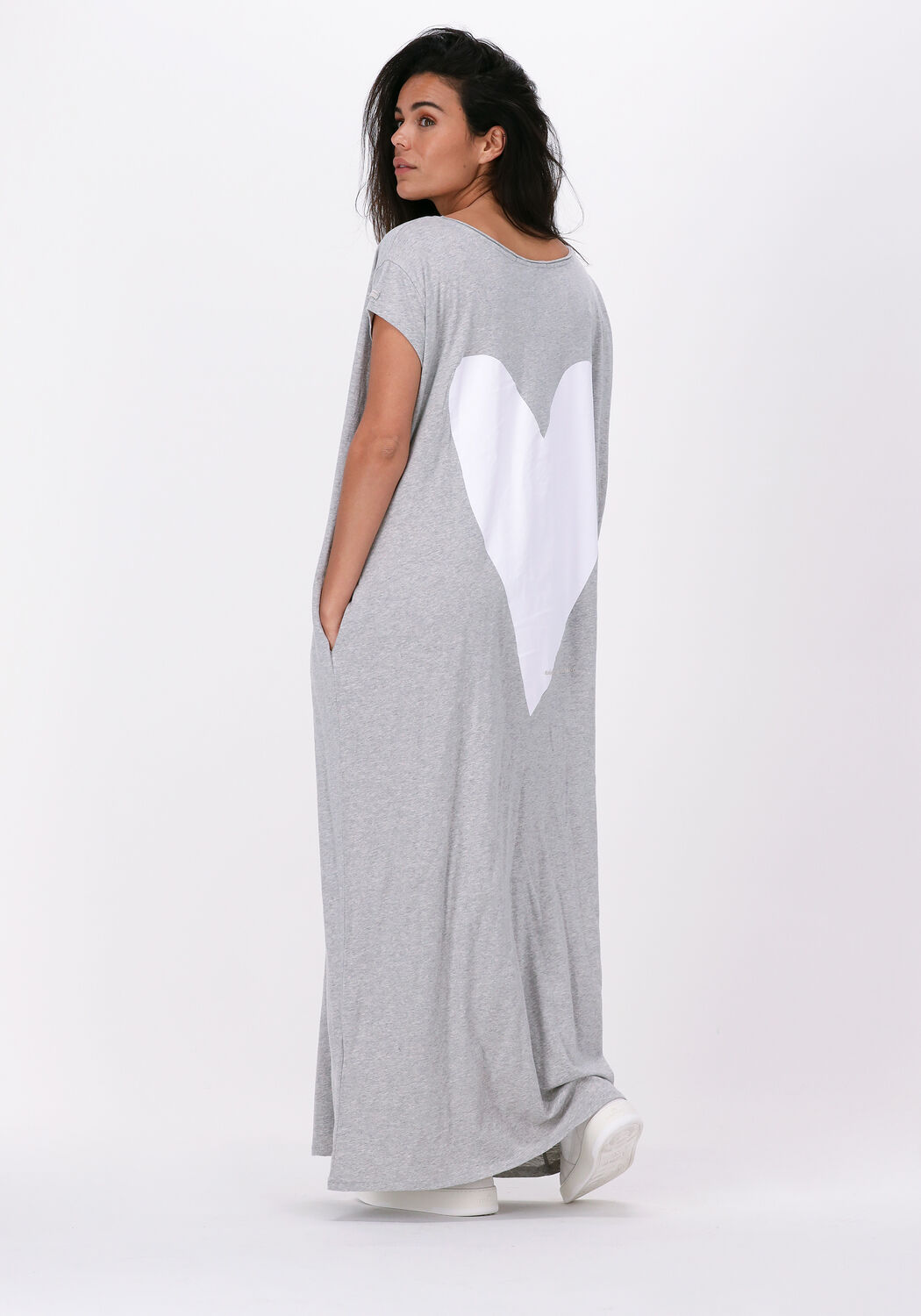 grijze 10days maxi jurk maxi tee dress heart