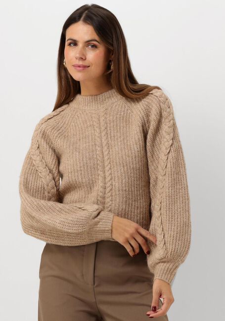 Bruine OBJECT Trui OBJRUNA KNIT L/S RE PULLOVER - large