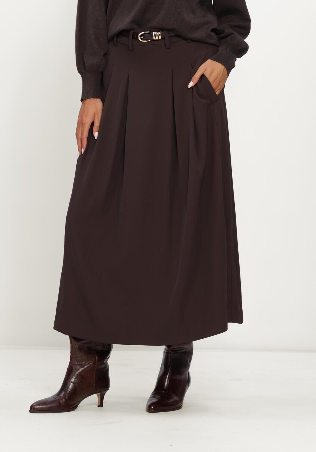 Bruine CO'COUTURE Maxirok ALINICC ANYA PLEAT SKIRT - large