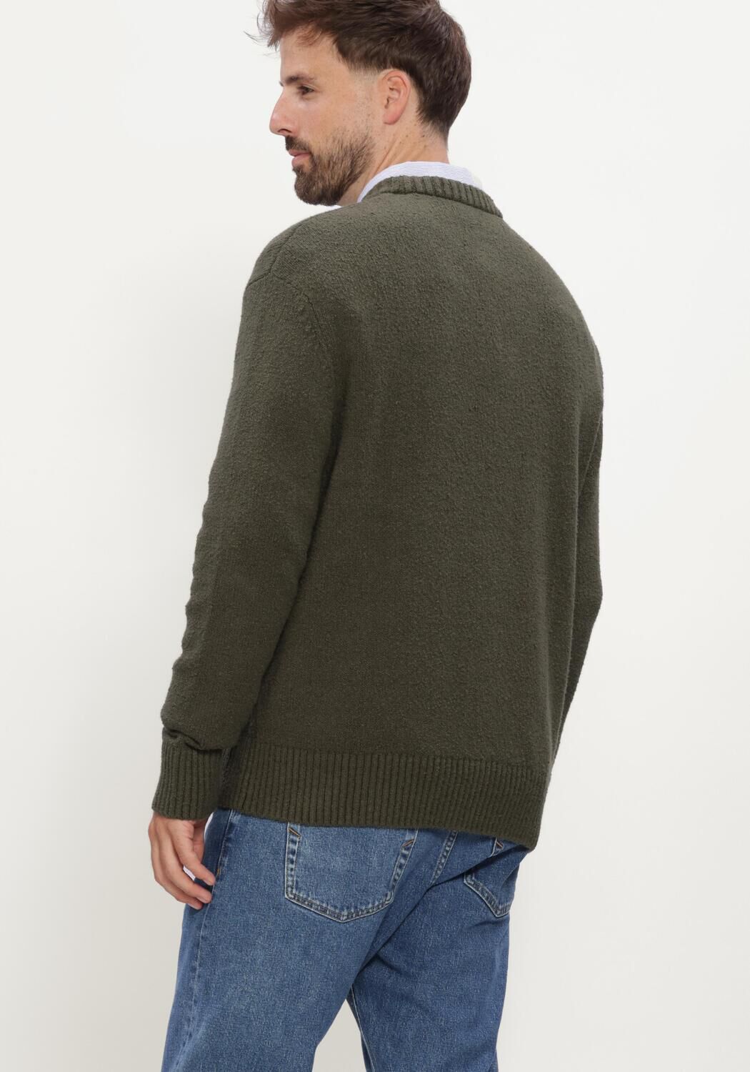 Donkergroene SELECTED MEN Trui SLHALEX LS KNIT CREW NECK NOOS - large
