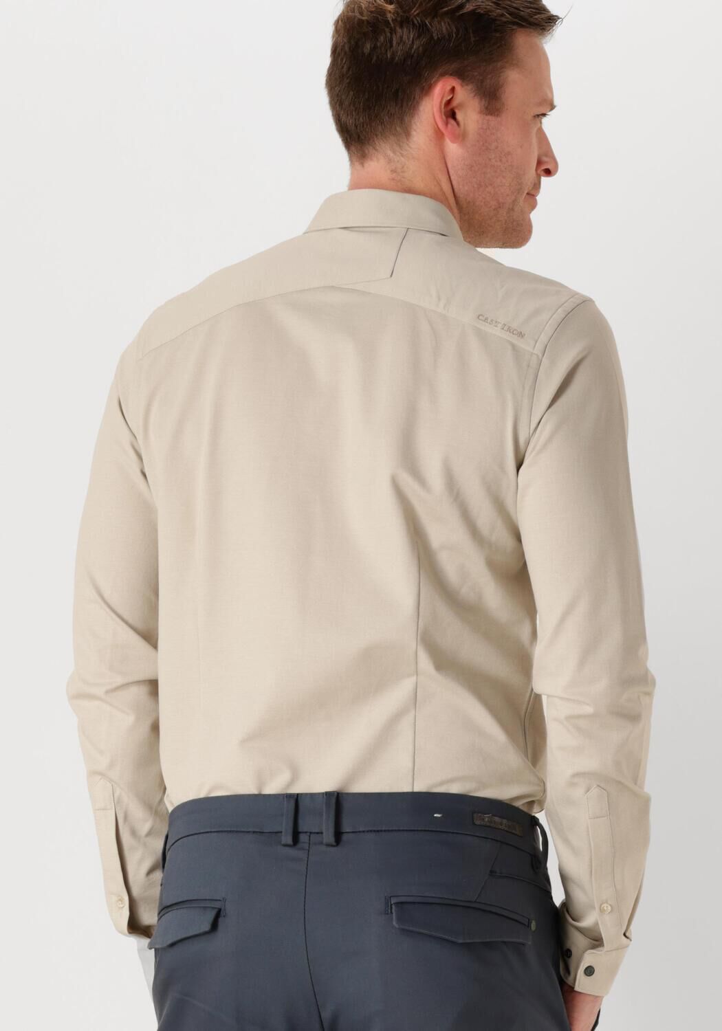 CAST IRON Heren Overhemden Long Sleeve Shirt Twill Jersey 2 Tone Zand