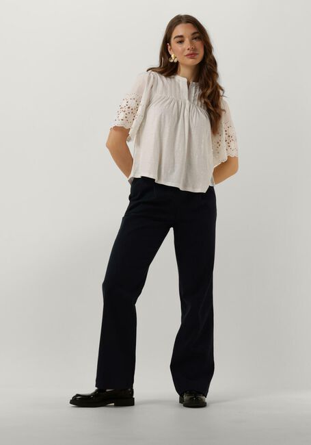 Witte RUBY TUESDAY Blouses SALOME BLOUSE WITH HALF EMBRO SLEEVES AND ROUND NECK - large