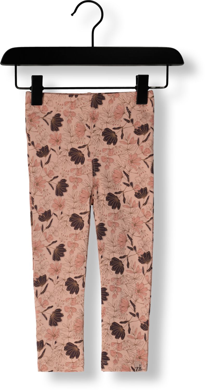 Z8 legging Fem roze bruin Meisjes Stretchkatoen Bloemen 92