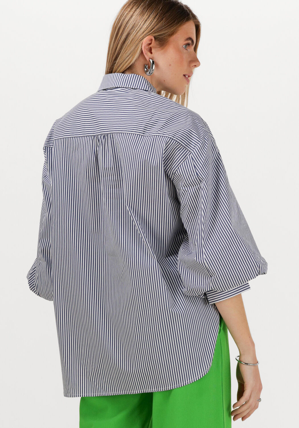 JANSEN AMSTERDAM Dames Blouses Lois Blouse Csb 798 Bowstraps 3 4 Sleeve Wide Fit Blauw