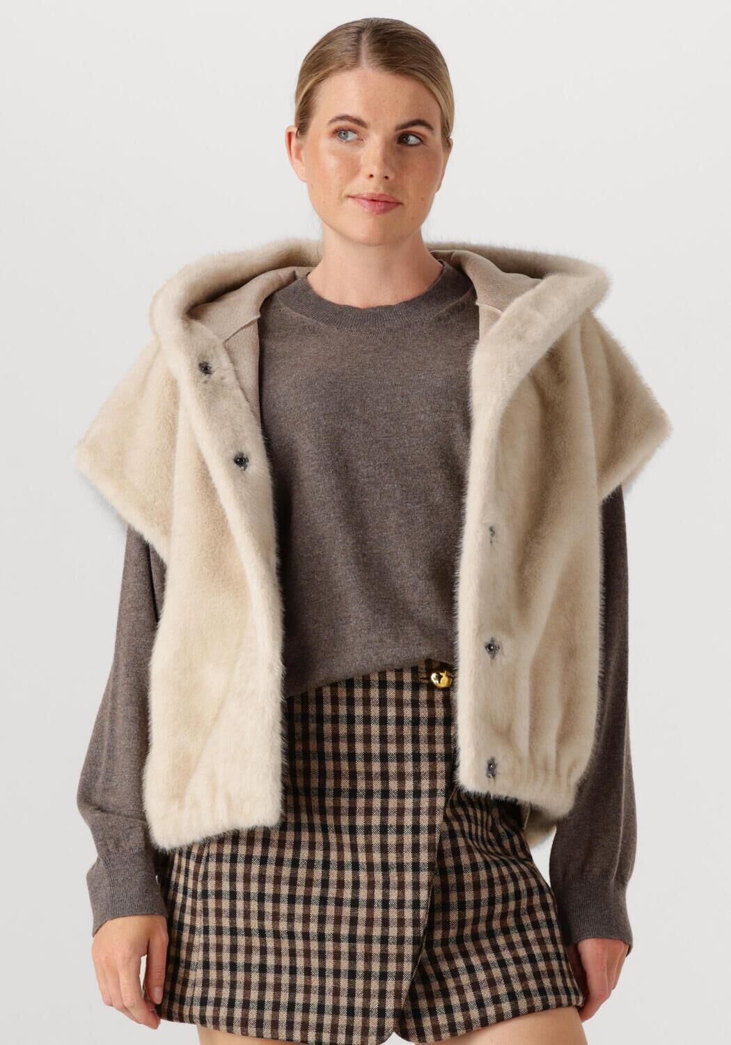 STUDIO AR Dames Blazers Olena Faux Mink Beige