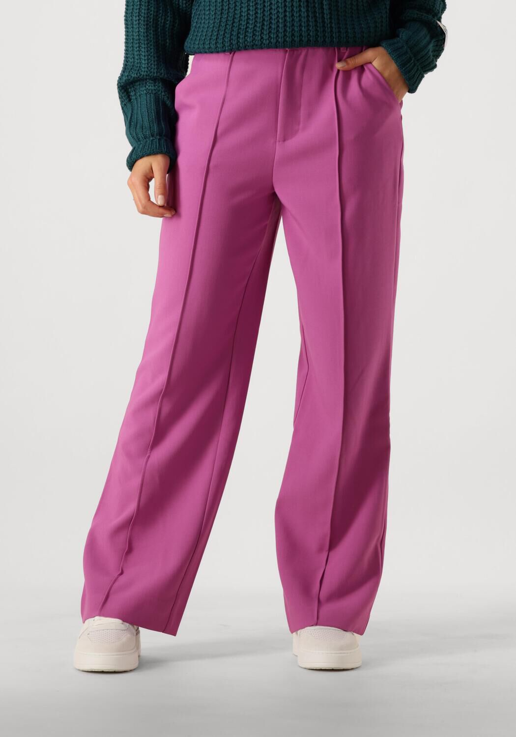 COLOURFUL REBEL Dames Broeken Rus Uni Pintruck Straight Pants Roze